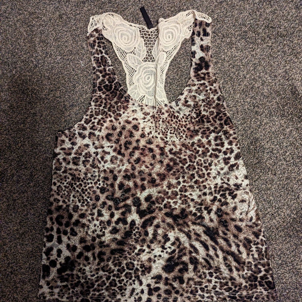 Leopard print lace tank